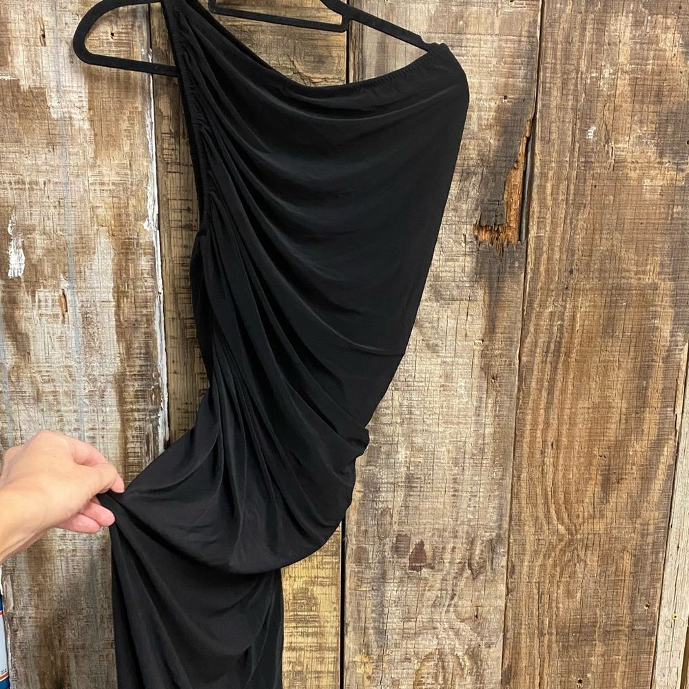 Norma Kamali Black One-Shoulder Dress Diana Gown Revolve NWT M - Picture 6 of 10